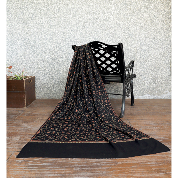 Pashmina & Wool Blend Allover Embroidery Shawl