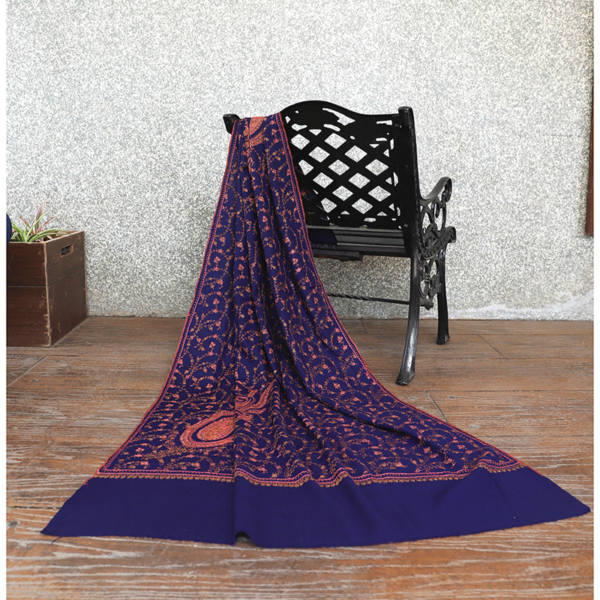 Pashmina & Wool Blend Allover Embroidery Shawl