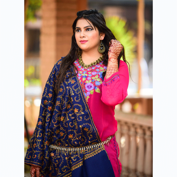 Pashmina & Wool Blend Allover Embroidery Stole