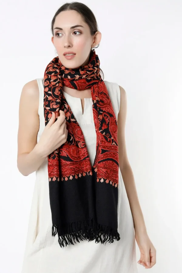 Black Hand Embroidered Stole