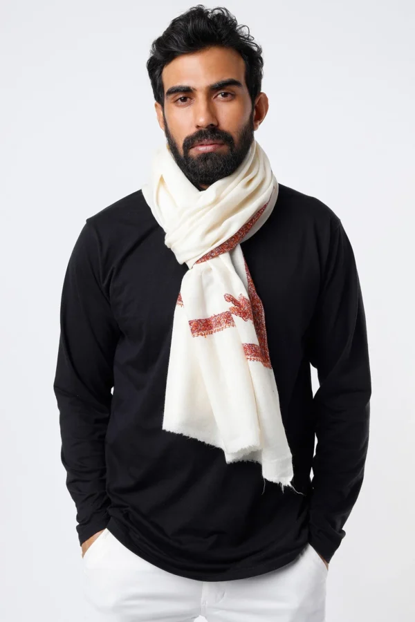 Ivory Hand Embroidered Shawl