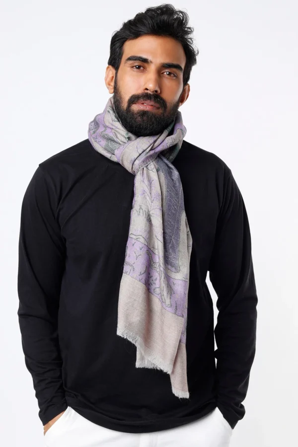 White & Lavender Pashmina Stole