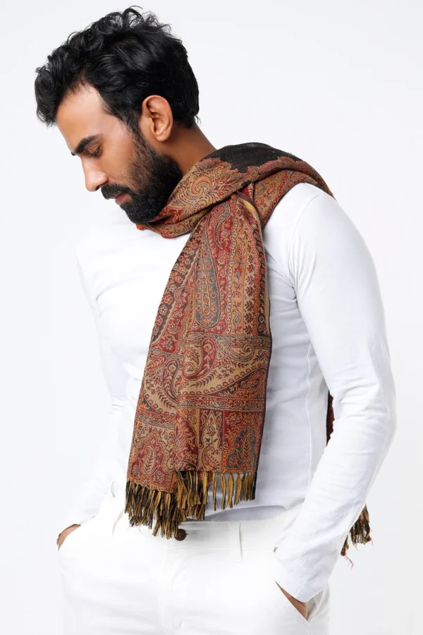 Yellow & Marsala Wool Shawl