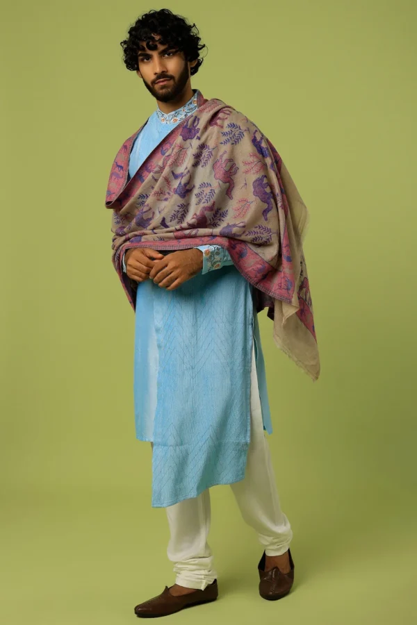 Pink & Beige Printed Shawl
