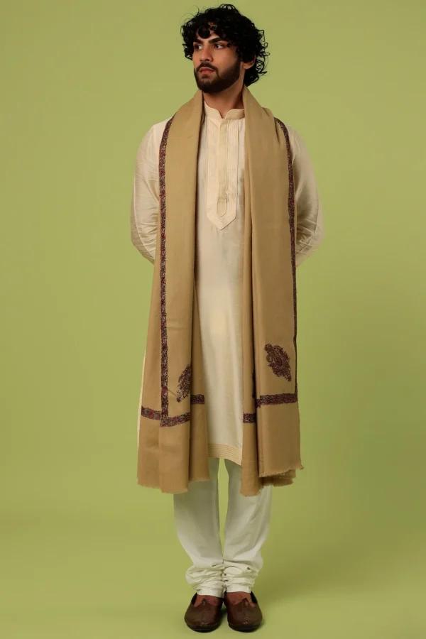Classy Beige Embroidered Shawl